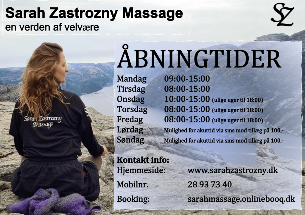 
Sarah Zastrozny Massage Åbningstider 2024